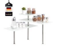 bremermann Étagère d’Angle, étagère de Cuisine, en Verre et Acier Inoxydable (Blanc)