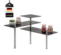bremermann Étagère d’Angle, étagère de Cuisine, en Verre et Acier Inoxydable (Noir)