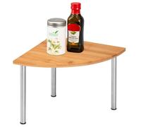 bremermann Etagère d'angle en bambou avec acier inoxydable , Etagère de cuisine pour plus de surface de rangement