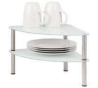 bremermann Étagère d'angle en Verre à 2 Niveaux, 28 x 21 x 28 cm (Blanc)