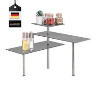 bremermann Étagère d'angle en Verre et Acier Inoxydable (Gris)