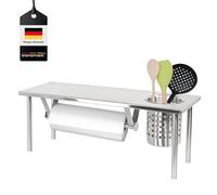 bremermann Étagère de Cuisine avec Porte-Rouleau et Porte-ustensiles (Acier Inoxydable)