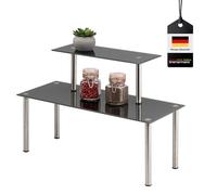bremermann Étagère de Cuisine en Verre avec Plateau en Verre et Pieds (Verre-Gris)