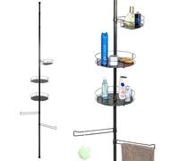 bremermann Étagère de Salle de Bain télescopique, 3 paniers, 2 Barres de Serviettes, Barre télescopique jusqu'à env. 290 cm (Noir)