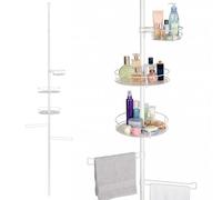 bremermann Étagère de Salle de Bain télescopique, 3 paniers, 2 Barres de Serviettes, Barre télescopique jusqu'à env. 290 cm (Blanc)