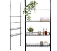 bremermann Étagère télescopique, 2 paniers, 2 étagères, Barre télescopique jusqu'à env. 290 cm (Noir)