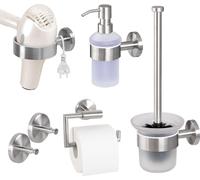 bremermann Gamme de salle de bains PIAZZA - Ensemble de 5 accessoires de salle de bains en acier inoxydable