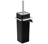 bremermann Garniture WC carrée Savona y Compris Support Mural à Coller ou à percer & 1 tête de Brosse de Rechange - pour Salle de Bains et WC d'invités en Plastique (Gris)