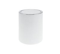 bremermann GAVELLO Mini seau à cosmétiques avec couvercle basculant - Seau de salle de bain avec décor rainuré en plastique - 1,5 l - Blanc