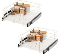 bremermann Jeu de 2 tiroirs télescopiques - 50 cm avec étagère, tiroir de cuisine à équiper, en métal (blanc crème)