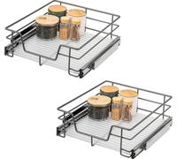 bremermann Jeu de 2 tiroirs télescopiques - 50 cm avec étagère, tiroir de cuisine à équiper, en métal (gris)