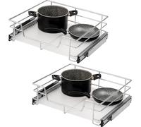 bremermann Jeu de 2 tiroirs télescopiques - 60 cm avec étagère, tiroir de cuisine à équiper, en métal (chrome)