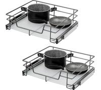 bremermann Jeu de 2 tiroirs télescopiques - 60 cm avec étagère, tiroir de cuisine à équiper, en métal (gris)