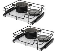 bremermann Jeu de 2 tiroirs télescopiques - 60 cm avec étagère, tiroir de cuisine à équiper, en métal (noir)