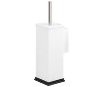 bremermann Kit WC carré en acier inoxydable avec support mural et porte-brosse WC Blanc