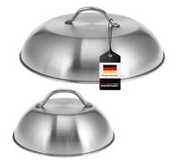 Bremermann Lot de 2 hottes à hamburger, cloche de cuisson, couvercle de barbecue, de cuisson en acier inoxydable, de 22,5 cm et 32 cm de diamètre