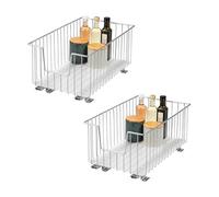 bremermann Lot de 2 paniers d'armoire de 30 cm de large avec étagère, tiroir de cuisine à extension complète avec rails télescopiques, idéal pour cuisine, salle de bain et chambre à coucher, en métal