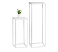 bremermann Lot de 2 tabourets à fleurs, présentoir à fleurs en métal, colonne à fleurs, en métal blanc