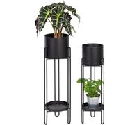bremermann Lot de 2 tabourets à fleurs, support à fleurs en métal, colonne à fleurs noir