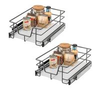 bremermann Lot de 2 tiroirs télescopiques - 45 cm avec étagère, tiroir de cuisine, à extension complète, avec rails télescopiques, idéaux pour cuisine, salle de bain et chambre à coucher, en métal