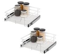 bremermann Jeu de 2 tiroirs télescopiques - 50 cm avec étagère, tiroir de cuisine à équiper, en métal (blanc)