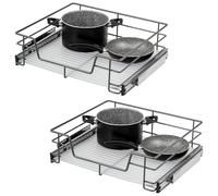 bremermann Lot de 2 tiroirs télescopiques - 60 cm avec étagère, tiroir de cuisine à extension complète avec rails télescopiques, idéal pour la cuisine, la salle de bain et la chambre à coucher, en