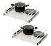 Tiroirs télescopiques Bremermann, lot de 2 - 60 cm avec étagère, tiroir de cuisine adaptable, en métal (blanc crème)