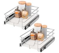 Tiroirs télescopiques Bremermann, lot de 2 - 40 cm avec étagère, tiroirs de cuisine adaptables, en métal (chrome)