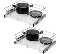 bremermann Lot de 2 tiroirs télescopiques de 60 cm avec étagère, tiroir de cuisine, à extension complète, avec rails télescopiques, idéaux pour la cuisine, la salle de bain et la chambre à coucher, en