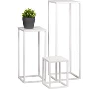 bremermann Lot de 3 tabourets à fleurs, présentoir à fleurs en métal, colonne à fleurs, en métal blanc