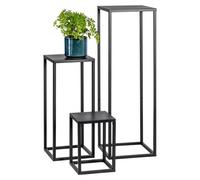 bremermann Lot de 3 tabourets à fleurs, support à fleurs en métal, colonne à fleurs, en métal noir