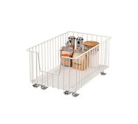 bremermann Panier coulissant pour armoire, largeur 30 cm, avec tablette, rails télescopiques, panier coulissant idéal pour la cuisine et la salle de bain, en métal (Blanc crème)