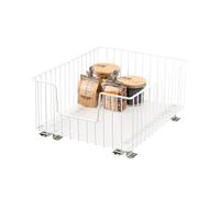bremermann Panier Coulissant pour Armoire, Largeur 40 cm, avec Tablette, Rails télescopiques, Panier Coulissant idéal pour la Cuisine et la Salle de Bain, en métal (Blanc)