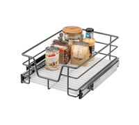 bremermann Panier coulissant pour armoire, largeur 40 cm, avec tablette, rails télescopiques, panier coulissant idéal pour la cuisine et la salle de bain, en métal (Gris)