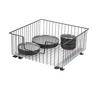 bremermann Panier coulissant pour armoire, largeur 50 cm, avec étagère, à monter ultérieurement, avec rails télescopiques, idéal pour cuisine, salle de bain & chambre à coucher, en métal (Noir)