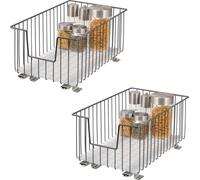 bremermann Panier coulissant pour armoire, lot de 2, 30 cm, avec tablette, tiroir de cuisine à monter a posteriori, panier coulissant en métal gris