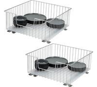 bremermann Panier coulissant pour armoire, lot de 2, 50 cm, avec tablette, tiroir de cuisine à monter ultérieurement, panier coulissant en métal chromé