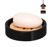 bremermann Porte-Savon Segno en Bambou et Plastique // Porte-Savon pour Savon en Morceaux (Noir)