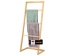 Bremermann Porte-serviettes, 4 barres, Porte-serviettes en bambou, Échelle pour serviettes, Bambou