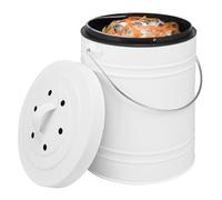 bremermann Poubelle à Compost avec Seau intérieur de 5 litres - Filtre à Charbon Actif - Poubelle Bio (Blanc)