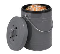 bremermann Poubelle à Compost avec Seau intérieur de 5 litres - Filtre à Charbon Actif - Poubelle Bio (Gris)