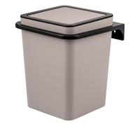 bremermann Poubelle de salle de bain, rectangulaire, avec surface douce au toucher, support mural à coller ou à percer, avec couvercle basculant et coussinets EVA, poubelle en plastique, 6 l (Taupe)