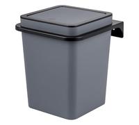 bremermann Poubelle de salle de bain, rectangulaire, avec surface douce au toucher, support mural à coller ou à percer, avec couvercle basculant et coussinets EVA, poubelle en plastique, 6 l (gris)