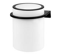 bremermann Poubelle de salle de bain ronde Savona avec surface douce au toucher et support mural à coller ou à percer, avec couvercle basculant et coussinets EVA, poubelle en plastique (blanc)