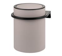 bremermann Poubelle de salle de bain ronde Savona avec surface douce au toucher et support mural à coller ou à percer, avec couvercle basculant et coussinets EVA, poubelle en plastique (taupe)