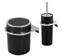 bremermann Ensemble de salle de bain 2 pièces SAVONA, poubelle de salle de bain 5,5 litres et kit de toilettes avec support mural, rond, noir