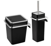 bremermann Set de salle de bain 2 pièces SAVONA, seau à cosmétique 6 litres et garniture WC avec support mural, carré noir