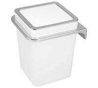 bremermann Savona Poubelle de salle de bain, avec support mural, couvercle pivotant, seau de bain, en plastique, 5,5 l (Blanc)