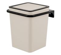 bremermann Savona Poubelle de salle de bain rectangulaire, avec surface douce au toucher, support mural, à coller ou à percer, couvercle basculant et coussinets EVA, poubelle en plastique, 6 l, beige
