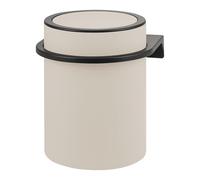 bremermann Savona Poubelle de salle de bain, ronde, avec surface douce au toucher, support mural à coller ou percer, avec couvercle basculant, poubelle en plastique, capacité de 5,5 l, beige